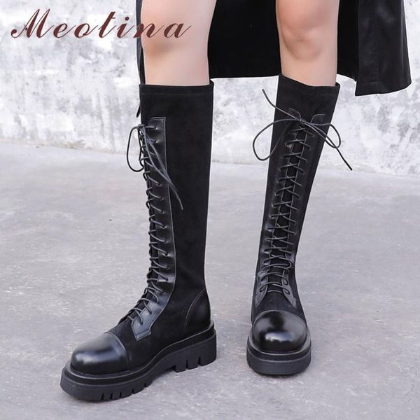 boots meotina women motorcycle shoes real leather platform high heel long lace up zip block heels knee black 43
boots meotina women motorcycle shoes real leather platform high heel long lace up zip block heels knee black 43