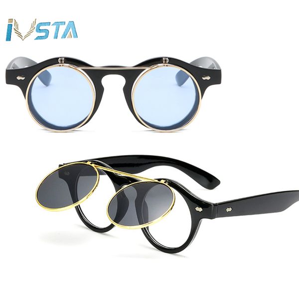 ivsta flip up sunglasses myopia clip on sunglasses men classic clamshell prescription optical frame vintage round steampunk, Black
ivsta flip up sunglasses myopia clip on sunglasses men classic clamshell prescription optical frame vintage round steampunk, Black