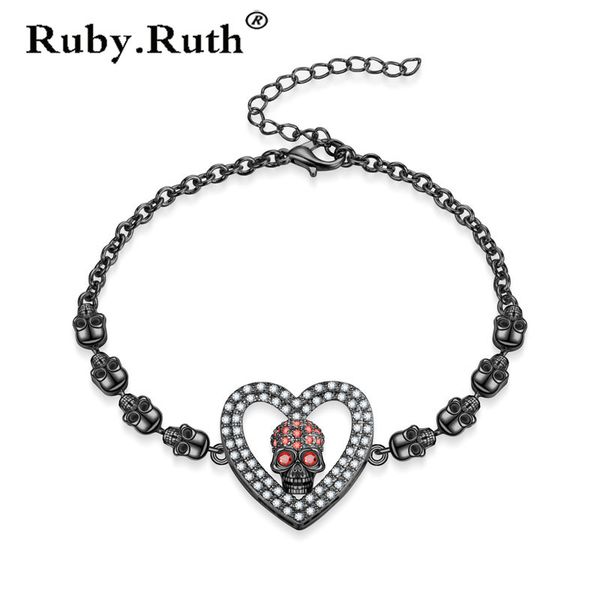 link, chain heart skull bracelet zircon crystals bracelets weddingjewelry gift drop, Black
link, chain heart skull bracelet zircon crystals bracelets weddingjewelry gift drop, Black