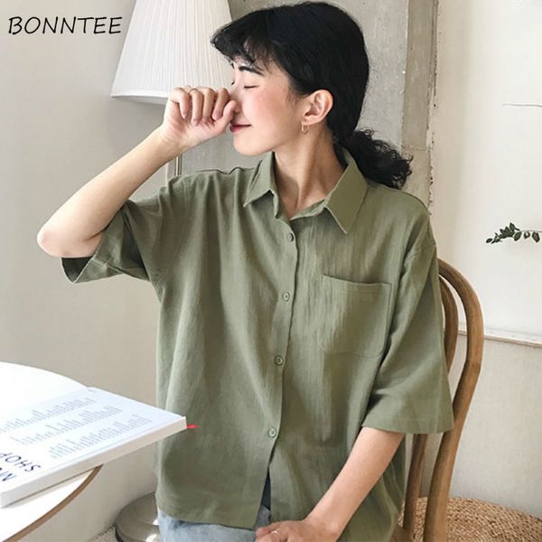 women's blouses & shirts women pocket simple retro half sleeve female harajuku ins basic tunic daily chic preppy style loose, White
women's blouses & shirts women pocket simple retro half sleeve female harajuku ins basic tunic daily chic preppy style loose, White