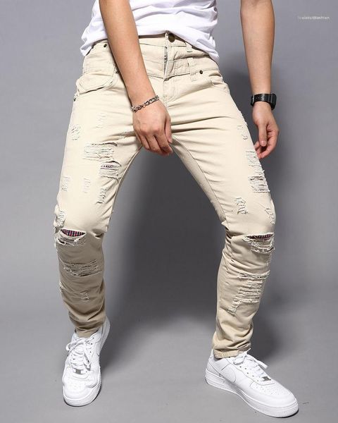 clothes spring summer mens designer jeans ripped patchwork solid color mid waist straight pants fashion male, Black
clothes spring summer mens designer jeans ripped patchwork solid color mid waist straight pants fashion male, Black