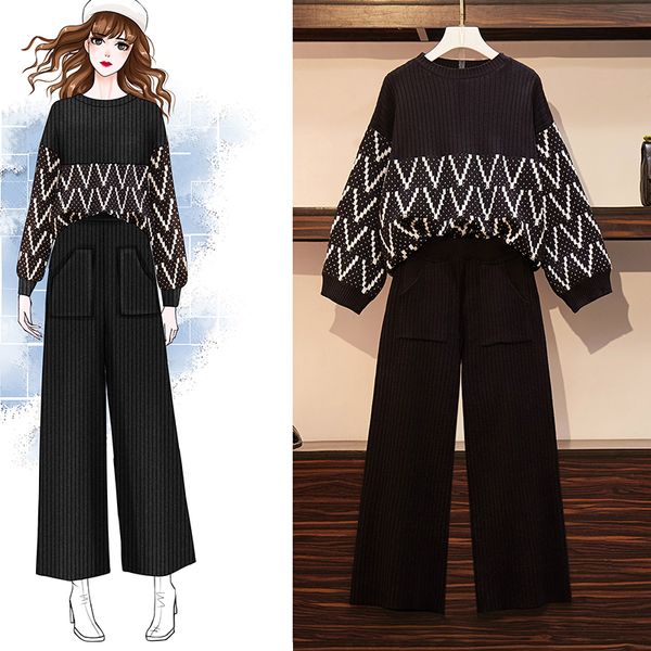 большой yards l -4xl подходит одежда leisure suit вязание свитера широкий ноги штаны два пк одевая комплект обмундирования трикотаж, Black
большой yards l -4xl подходит одежда leisure suit вязание свитера широкий ноги штаны два пк одевая комплект обмундирования трикотаж, Black