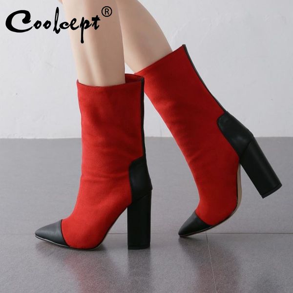 coolcept new women mid calf boots fashion mixed color pointed toe high heels shoes winter warm women footwear size 34-43, Black
coolcept new women mid calf boots fashion mixed color pointed toe high heels shoes winter warm women footwear size 34-43, Black