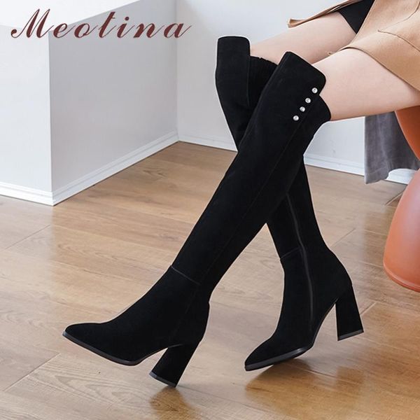 meotina winter over the knee boots women cow suede thick high heel thigh high boots real leather zipper shoes lady autumn 34-39, Black
meotina winter over the knee boots women cow suede thick high heel thigh high boots real leather zipper shoes lady autumn 34-39, Black