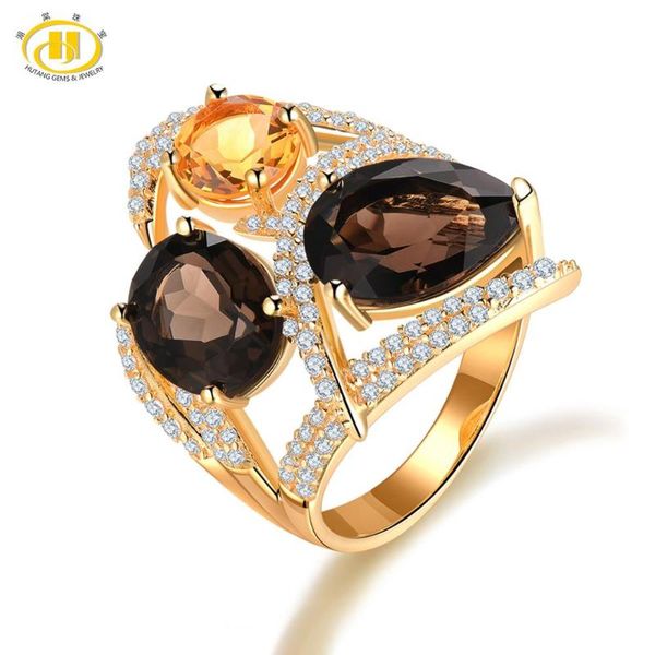 cluster rings hutang smoky quartz citrine wedding ring natural gemstone 925 sterling silver flower fine elegant jewelry for women's, Golden;silver
cluster rings hutang smoky quartz citrine wedding ring natural gemstone 925 sterling silver flower fine elegant jewelry for women's, Golden;silver