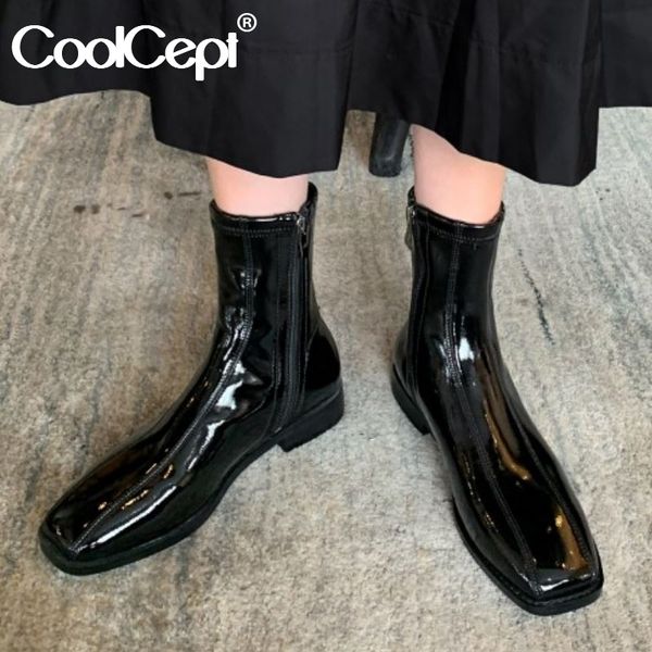 coolcept size 33-43 women ankle boots patent leather square toe women winter shoes elegant short boots party woman footwear, Black
coolcept size 33-43 women ankle boots patent leather square toe women winter shoes elegant short boots party woman footwear, Black
