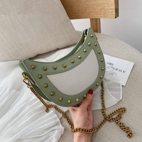 shoulder bags women summer fashion rivet small chain bags female casual half moon bag quality pu crossbody a1-86
shoulder bags women summer fashion rivet small chain bags female casual half moon bag quality pu crossbody a1-86