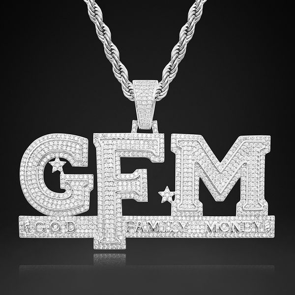 pendant necklaces men's iced out letters gfm necklace bling god family money full zircon charms hip hop rock jewelry, Silver
pendant necklaces men's iced out letters gfm necklace bling god family money full zircon charms hip hop rock jewelry, Silver