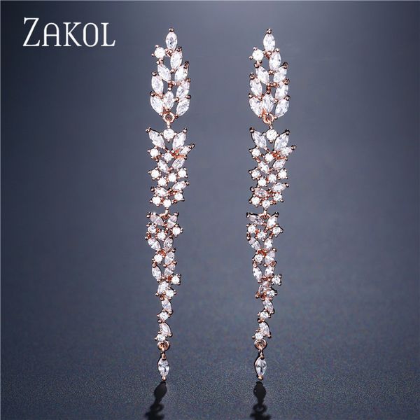 dangle & chandelier zakol exquisite wedding design leaf ear line long drop earrings jewelry cubic zironia brincos for women bijoux fsep2155, Silver
dangle & chandelier zakol exquisite wedding design leaf ear line long drop earrings jewelry cubic zironia brincos for women bijoux fsep2155, Silver