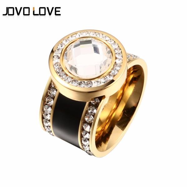 jovo fashion female women crystal rings wedding bands black color stainless steel rings for women gold color cz wedding, Golden;silver
jovo fashion female women crystal rings wedding bands black color stainless steel rings for women gold color cz wedding, Golden;silver