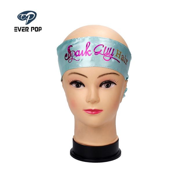 blank stock satin band tie customized logo brand name virgin hair extensions wrapping head bands, hair forehead wraps headband