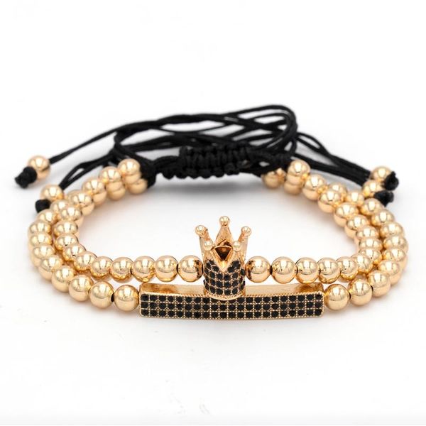 2pcs/sets luxury cz paved crown bar bracelet sets copper beads couple bracelet sets for male hand jewelry accessories, Golden;silver
2pcs/sets luxury cz paved crown bar bracelet sets copper beads couple bracelet sets for male hand jewelry accessories, Golden;silver