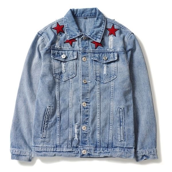 long men new 19ss sleeve embroidery star embroid fashion denim baseball coats & jackets abstract digital coat #j7, Black;brown
long men new 19ss sleeve embroidery star embroid fashion denim baseball coats & jackets abstract digital coat #j7, Black;brown