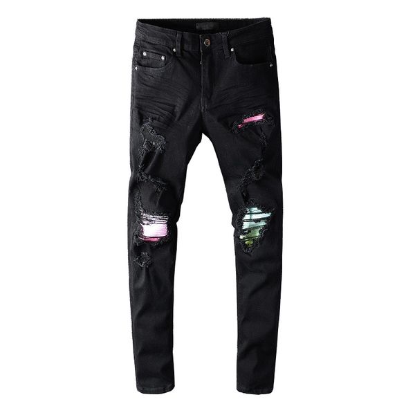 men's jeans kiovno fashion ripped pleated pants stretch patchwork denim trousers for male hip hop, Blue
men's jeans kiovno fashion ripped pleated pants stretch patchwork denim trousers for male hip hop, Blue