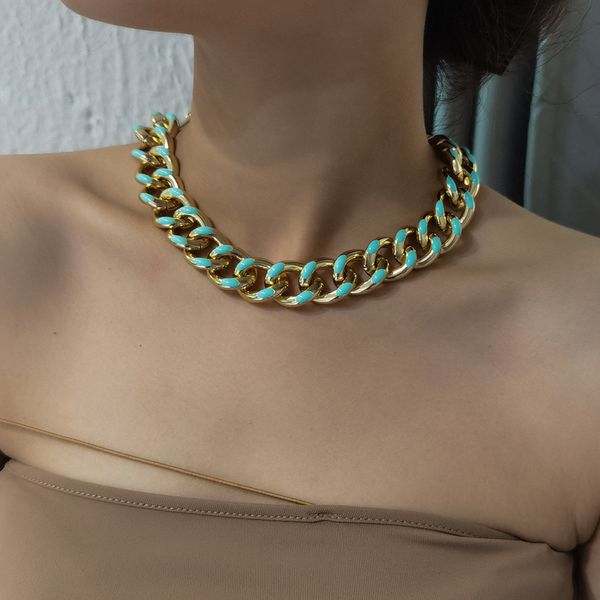 aomu new punk cuban choker necklace collar statement hip hop big chunky aluminum gold color thick chain necklace women jewelry, Golden;silver
aomu new punk cuban choker necklace collar statement hip hop big chunky aluminum gold color thick chain necklace women jewelry, Golden;silver