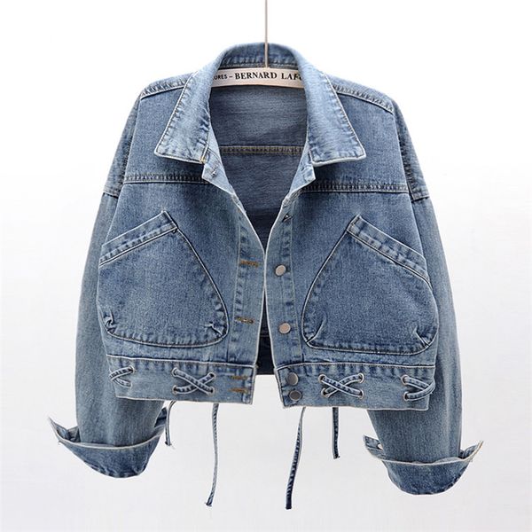 harajuku drawstring short denim women spring autumn vintage batwing sleeve jeans jacket coat female loose student outwear, Black;brown
harajuku drawstring short denim women spring autumn vintage batwing sleeve jeans jacket coat female loose student outwear, Black;brown