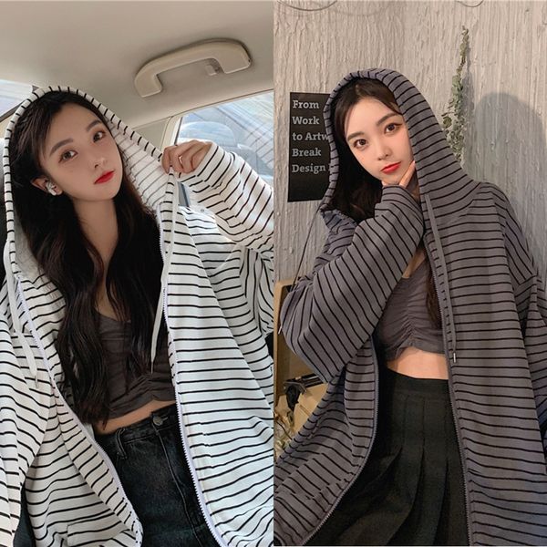 2020 autumn sweatercoat sweaterand winter sweater women's loose fat mm 200kg hooded striped coat korean style loose cardigan fashion, Black
2020 autumn sweatercoat sweaterand winter sweater women's loose fat mm 200kg hooded striped coat korean style loose cardigan fashion, Black
