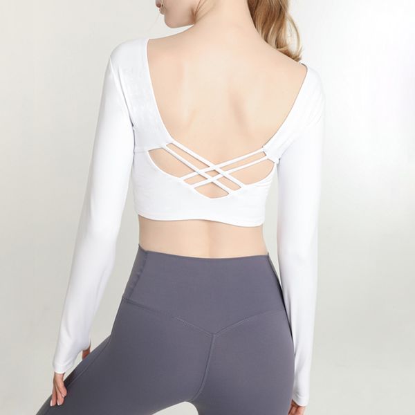 women lulus yoga crop racerback autumn and summer new long-sleeved yoga suit with chest pad women's short tight fiess t-shirt, White;red
women lulus yoga crop racerback autumn and summer new long-sleeved yoga suit with chest pad women's short tight fiess t-shirt, White;red