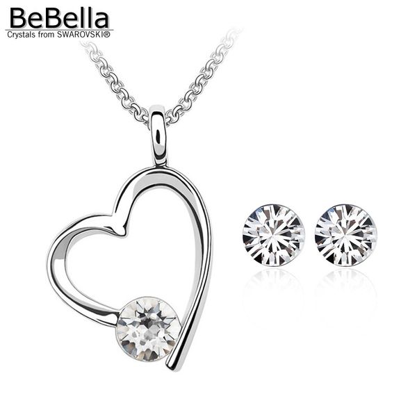 bebella crystal heart necklace earring set for women made with elements for women gift, Silver
bebella crystal heart necklace earring set for women made with elements for women gift, Silver