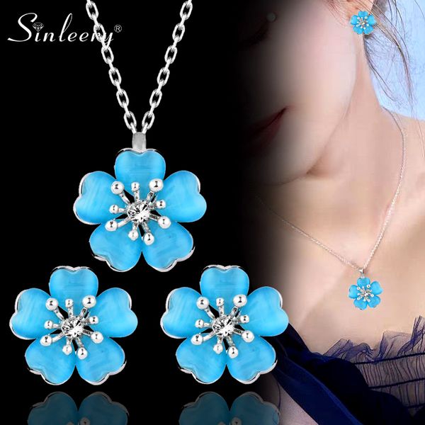 sinleery charm opal stone plum flower necklace earrings jewelry sets for women wedding party rose gold color tz153 ssp, Silver
sinleery charm opal stone plum flower necklace earrings jewelry sets for women wedding party rose gold color tz153 ssp, Silver