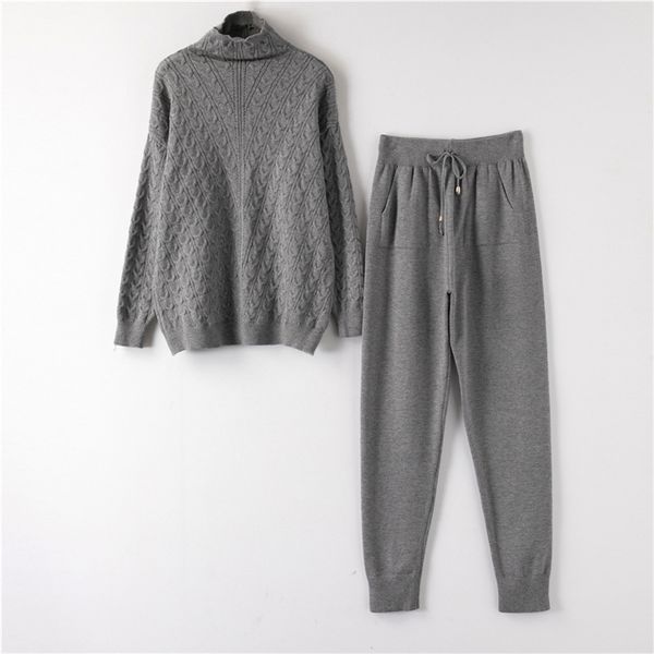 2020 spring and autumn new popular european and american style women's sports fashion solid color turtleneck long-sleeve suit, Gray
2020 spring and autumn new popular european and american style women's sports fashion solid color turtleneck long-sleeve suit, Gray