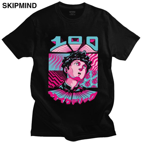 classic fashion mob psycho 100 t shirt for men short sleeves streetwear tee anime manga t-shirt o-neck 100% cotton tshirt gift