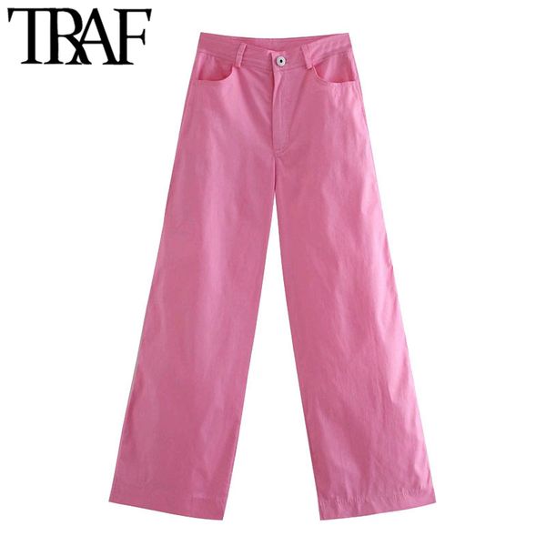 traf women chic fashion side pockets wide leg pants vintage high waist zipper female trousers mujer, Black;white
traf women chic fashion side pockets wide leg pants vintage high waist zipper female trousers mujer, Black;white