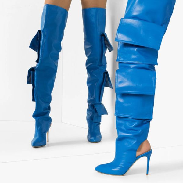 siddons blue leather packer designer women over the knee boots pointed toe high heels ladies slingback shoes woman high boots, Black
siddons blue leather packer designer women over the knee boots pointed toe high heels ladies slingback shoes woman high boots, Black