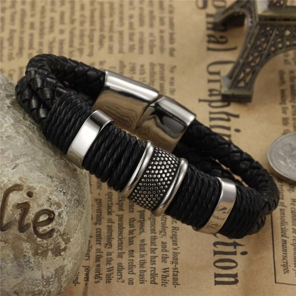 new arrival genuine leather stainless steel magnetic buckle black color bracelet fashion trendy men bracelets jewelry
new arrival genuine leather stainless steel magnetic buckle black color bracelet fashion trendy men bracelets jewelry