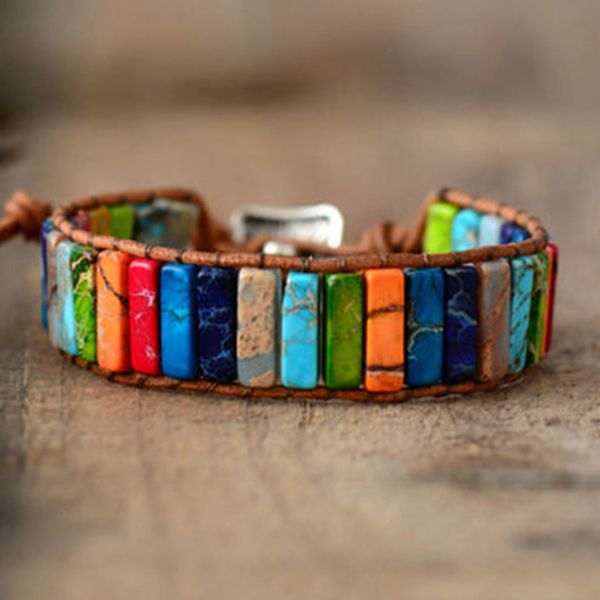 charm bracelets chakra bracelet multicolor natural stone for women leather couple bangle creative gift ethnic jewelry, Golden;silver
charm bracelets chakra bracelet multicolor natural stone for women leather couple bangle creative gift ethnic jewelry, Golden;silver