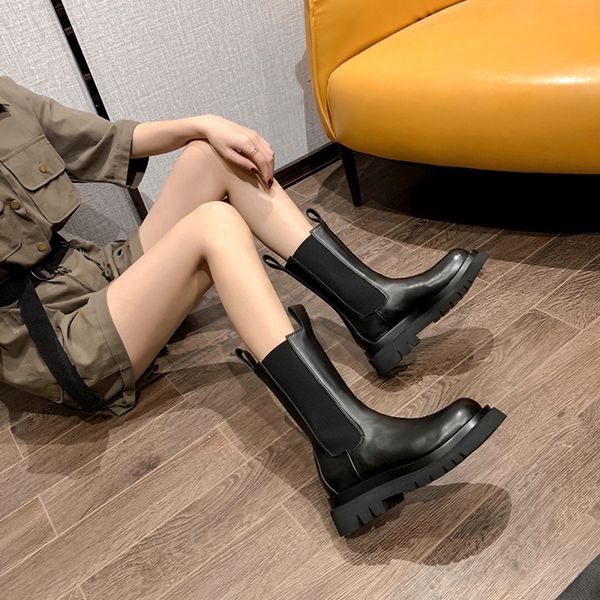 new trend martin boots versatile zipper square toe ventilation thigh boots high heel thick sole platform simplicity british style women sho, Black