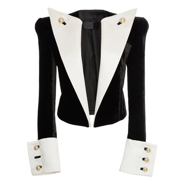women's suits & blazers designer blazer women ladies large lapel gold buckle black white patchwork velvet short suit jacket female, White;black
women's suits & blazers designer blazer women ladies large lapel gold buckle black white patchwork velvet short suit jacket female, White;black