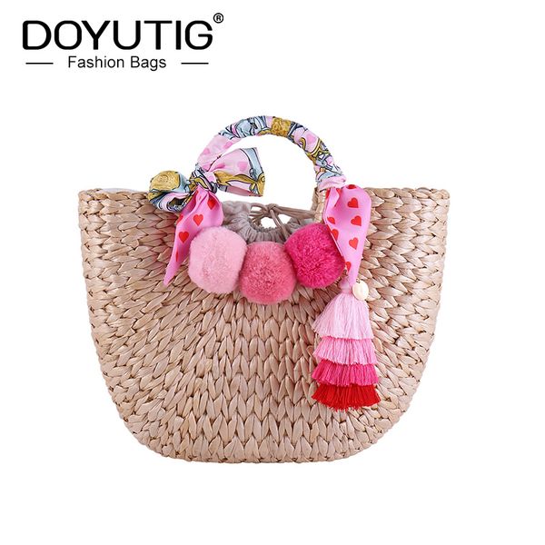 doyutig original design women's hand knitted handbag lady summer fresh wool ball tassel totes bohemia fashion bucket bag a269
doyutig original design women's hand knitted handbag lady summer fresh wool ball tassel totes bohemia fashion bucket bag a269