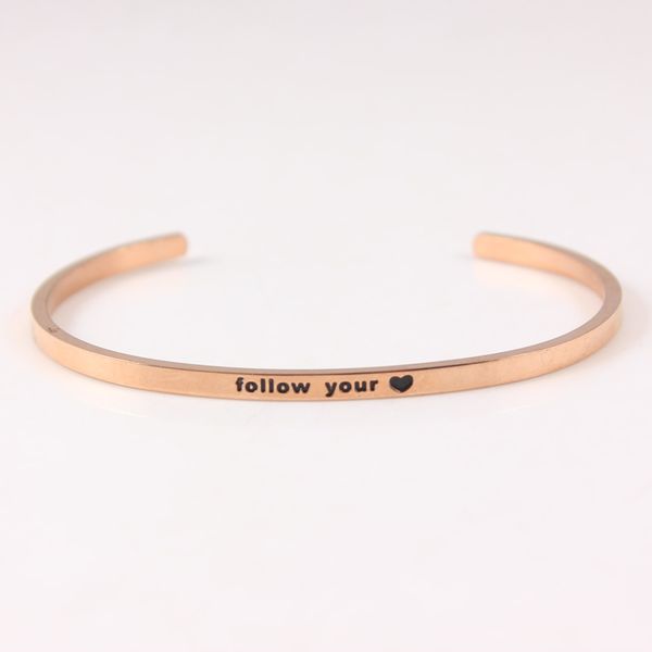 bangle follow your heart rose 316l stainless steel inspirational quote open cuff bracelets mantra bangles, Black
bangle follow your heart rose 316l stainless steel inspirational quote open cuff bracelets mantra bangles, Black