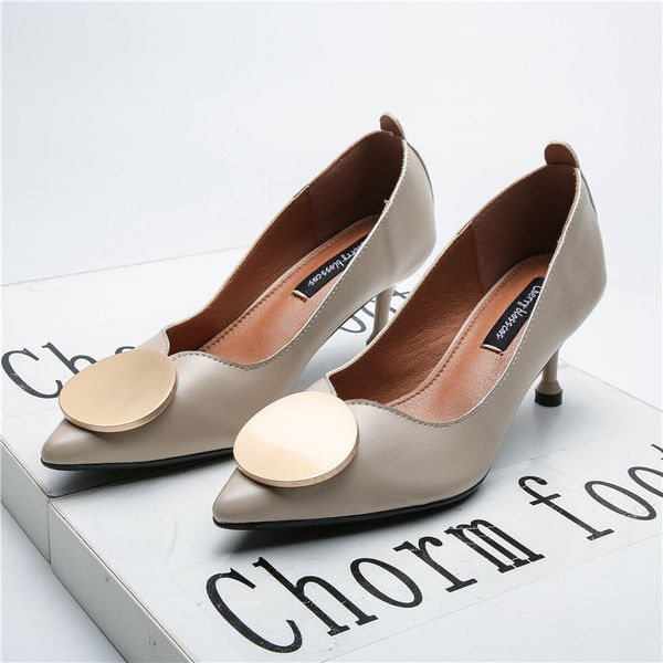 brand heels pumps women pointed toe metal decoration pump high heel work shoes elegant slip on shallow slides sandalias mujer, Black
brand heels pumps women pointed toe metal decoration pump high heel work shoes elegant slip on shallow slides sandalias mujer, Black