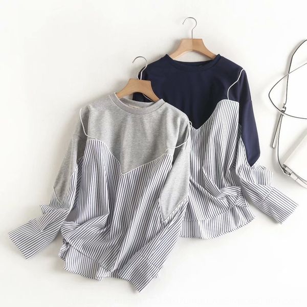 81bn-8032 korean women's clothing 2020 spring and summer new casual round neck fake two-piece suspender striped suspender sweater sweat, Black
81bn-8032 korean women's clothing 2020 spring and summer new casual round neck fake two-piece suspender striped suspender sweater sweat, Black