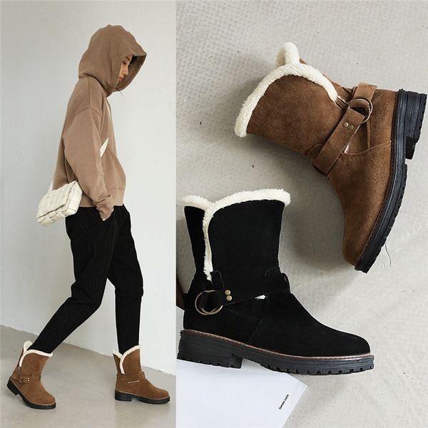 ymechic fashion buckle strap ankle warm plush thick women winter boots black faux nubuck chunky heel snow boots ladies shoes 43
ymechic fashion buckle strap ankle warm plush thick women winter boots black faux nubuck chunky heel snow boots ladies shoes 43