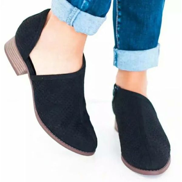 perforated leather sandals summer square heel pointed zipper women's andals fashion casual women shoes tenis feminino, Black
perforated leather sandals summer square heel pointed zipper women's andals fashion casual women shoes tenis feminino, Black