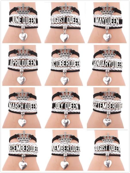 infinity love january queen bracelets handmade black silver wrap rope bracelet & bangles heart charm jewelry for women drop ship
infinity love january queen bracelets handmade black silver wrap rope bracelet & bangles heart charm jewelry for women drop ship