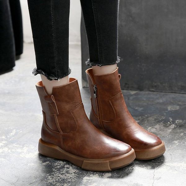 women boots autumn leather flat shoes fashion short boots female retro non-slip casual women's zapatos de mujer c429, Black
women boots autumn leather flat shoes fashion short boots female retro non-slip casual women's zapatos de mujer c429, Black