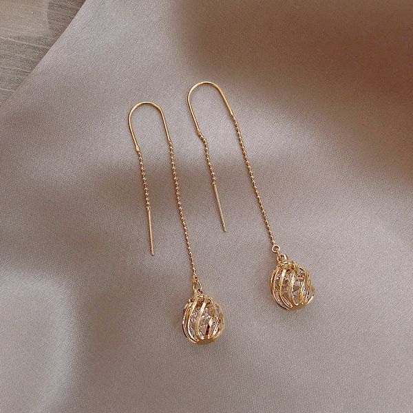 fyuan long hollow ball zircon drop earrings for women gold geometric crystal ear line earrings bar party jewelry gifts, Silver
fyuan long hollow ball zircon drop earrings for women gold geometric crystal ear line earrings bar party jewelry gifts, Silver