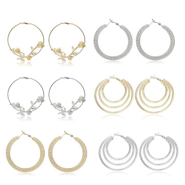 6 pairs hoop earrings set big circle earring fashion jewelry for women girls steampunk ear clip korean earrings 2020, Golden;silver
6 pairs hoop earrings set big circle earring fashion jewelry for women girls steampunk ear clip korean earrings 2020, Golden;silver