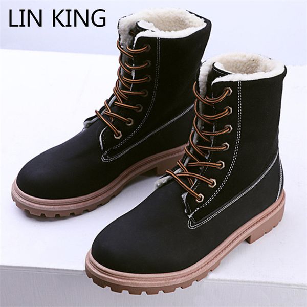 lin king new style women's snow boots winter shoes low heel lace up mid calf short boots non slip waterproof outdoor botas mujer, Black
lin king new style women's snow boots winter shoes low heel lace up mid calf short boots non slip waterproof outdoor botas mujer, Black