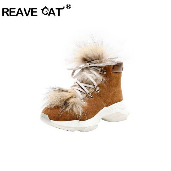 reave cat women fur snow winter's warm platform ankle boots cow suede round toe lace up cross-tied flat with size 35-39 winter, Black
reave cat women fur snow winter's warm platform ankle boots cow suede round toe lace up cross-tied flat with size 35-39 winter, Black