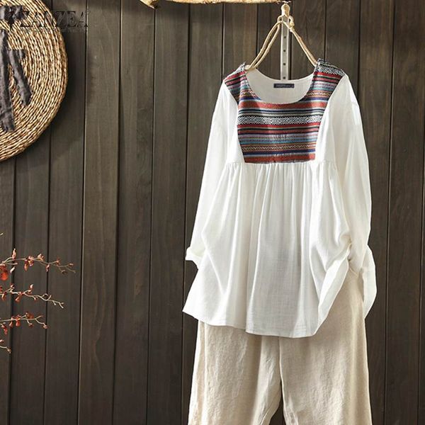 women's blouses & shirts 2021 summer printed patchwork blouse zanzea casual vintage cotton women o neck long sleeve chemise blusas tuni, White
women's blouses & shirts 2021 summer printed patchwork blouse zanzea casual vintage cotton women o neck long sleeve chemise blusas tuni, White
