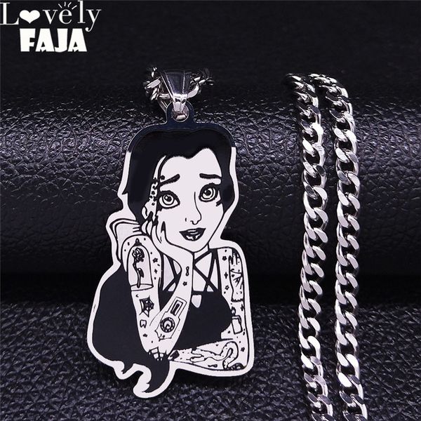 dark tattoo princess stainless steel necklaces women/men black color pendant necklace jewelry acero inoxidable joyeria n4042s03, Silver
dark tattoo princess stainless steel necklaces women/men black color pendant necklace jewelry acero inoxidable joyeria n4042s03, Silver