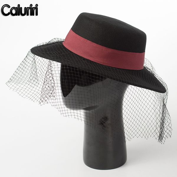 stingy brim hats caluriri elegant fedora hat french style lace veil woolen flat party ladies black bowler, Blue;gray
stingy brim hats caluriri elegant fedora hat french style lace veil woolen flat party ladies black bowler, Blue;gray