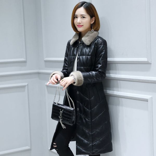 women's down & parkas women 2021 winter fashion white duck coats female sheepskin leather mid-long outwears ladies fur collar slim over, Black
women's down & parkas women 2021 winter fashion white duck coats female sheepskin leather mid-long outwears ladies fur collar slim over, Black
