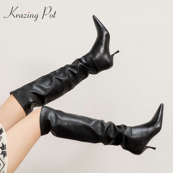 krazing pot high street fashion riding boots natural leather nightclub pointed toe thin high heels plus size knee-high boots l29, Black
krazing pot high street fashion riding boots natural leather nightclub pointed toe thin high heels plus size knee-high boots l29, Black