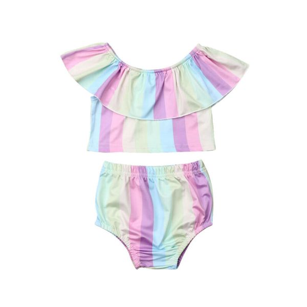 clothing sets born infant baby girl kid rainbow set sleeveless ruffle striped t-shirt+shorts pants brief 2pcs summer outfits, White
clothing sets born infant baby girl kid rainbow set sleeveless ruffle striped t-shirt+shorts pants brief 2pcs summer outfits, White